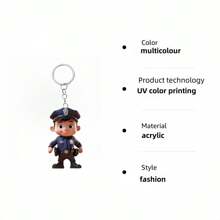 4pcs/1pc Police Badge Key Chain, New Acrylic 2D Flat Key Ring, Car Hanging Decor, Christmas Tree, Home Party Xmas Gift Accessories Car Accessories Bag Charm School Letter