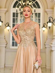 LVNES Elongated A-Line/Banquet Wedding Temperament Bride Mother Dress