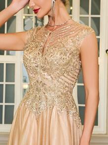 LVNES Elongated A-Line/Banquet Wedding Temperament Bride Mother Dress