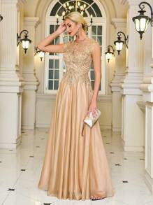 LVNES Elongated A-Line/Banquet Wedding Temperament Bride Mother Dress