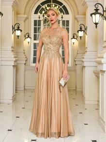 LVNES Elongated A-Line/Banquet Wedding Temperament Bride Mother Dress