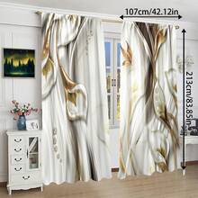 2 件金玉兰花卉印花装饰薄纱窗帘 - 杆袋安装，数码印花窗帘，涤纶材料，适用于客厅、厨房、卧室、书房、家居装饰 - 彩色 - 查看 3