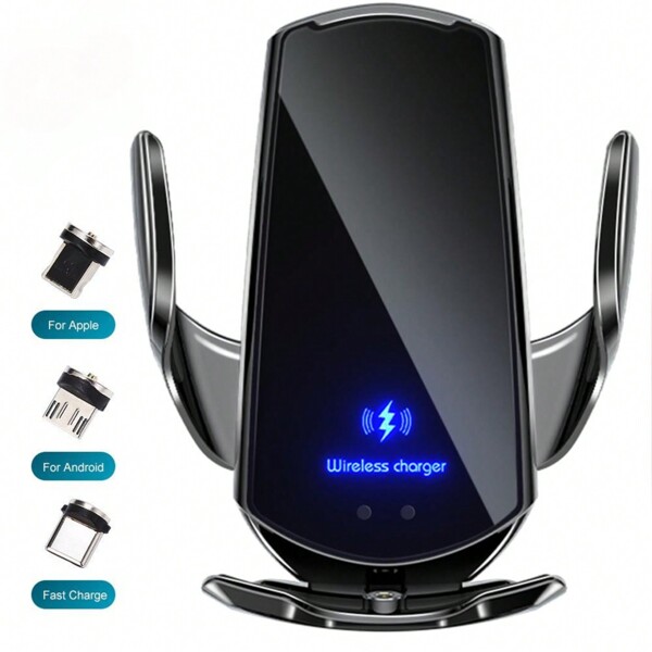 Fast Wireless Car Charger, Car Phone Holder Compatible With iPhone 16 15 14 13 12 11 Pro Max X USB Magnetic Charging Station, Universal Car Phone Navigation Bracket Compatible With Apple iPhone Galaxy