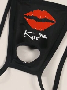 Men's Sexy Hollow Crotch Thong Underwear, Playful & Alluring - Black - View 4