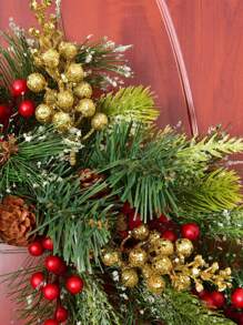 12 件人造圣诞闪光浆果带茎仿冬浆果枝浆果树枝适用于 DIY 工艺品圣诞花环圣诞树冬季家居装饰新年派对用品