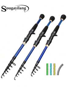 SOUGAYILANG 伸缩鱼竿 1.8-2.4M 超轻旋转/抛竿 高碳纤维鱼竿 带舒适 EVA 手柄 适用于淡水渔具钓鱼 - 藍色 - 查看 2