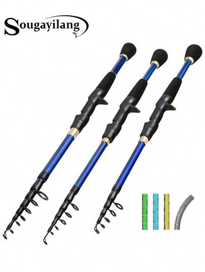 SOUGAYILANG Telescopic Fishing Rod 1.8-2.4M Ultralight Spinning/Casting Rod High Carbon Fiber Fishing Pole With Comfortable EVA Handle For Freshwater Fishing Tackle Fishing