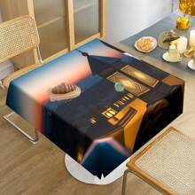 1 khăn trải bàn trang trí, khăn trải bàn hình chữ nhật bằng polyester có in đèn ngủ và đèn, khăn trải bàn chống thấm nước, phụ kiện bàn bếp và bàn ăn, trang trí, lễ hội, quà tặng - Nhiều màu - Xem 11