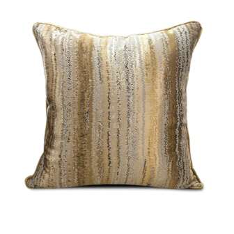 1件奢华金条纹枕套，提花工艺，镀金图案靠垫套。非常适合客厅沙发和卧室装饰（不含枕芯）。尺寸：45x45厘米（18x18英寸），50x50厘米（20x20英寸）