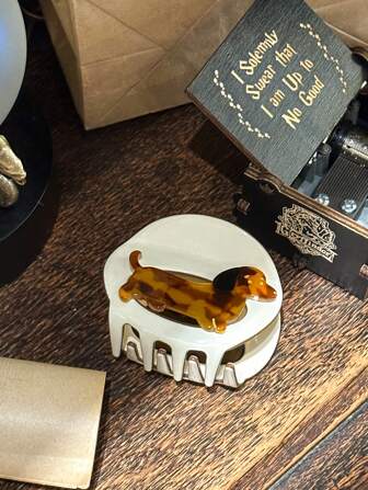 OUSEON 腊肠犬发夹，醋酸纤维素发夹，女士小爪夹，发夹，发夹，发夹，秋冬发饰，女士度假装扮