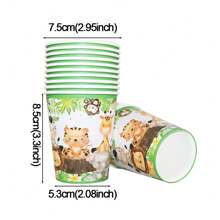 86pcs/Set Jungle Birthday Party Tableware Set Green Leaf Wild One Print Paper Plates Cups Napkins Tablecloth Animals Theme Party Decorations Supplies - Green - View 6