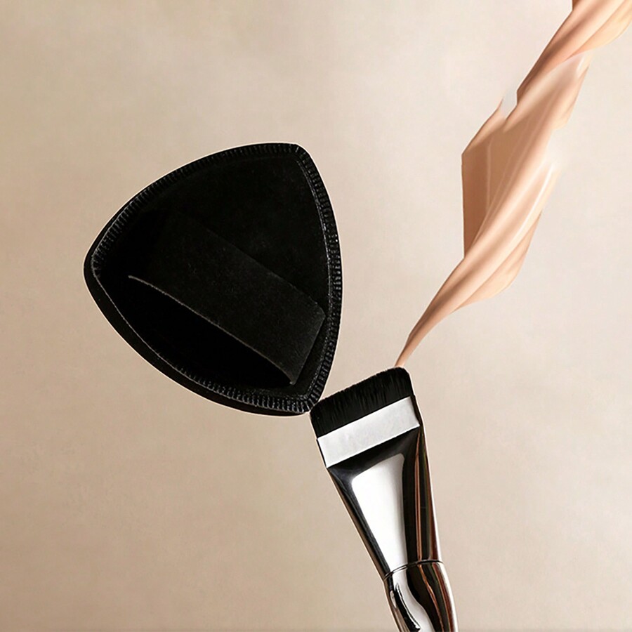 Black Pineapple TwoInOne Powder Puff Foundation Brush With Flat Head