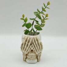 3 件/套树脂骷髅花盆装饰 - 现代而又诡异的时尚风格，适合万圣节、亡灵节 - 耐用的花园、家居、客厅、卧室和办公室装饰 - 独特的桌面装饰 - 彩色 - 查看 9