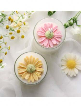 1 件洋甘菊香薰蜡烛模具、雏菊花形石膏装饰模具、硅胶模具