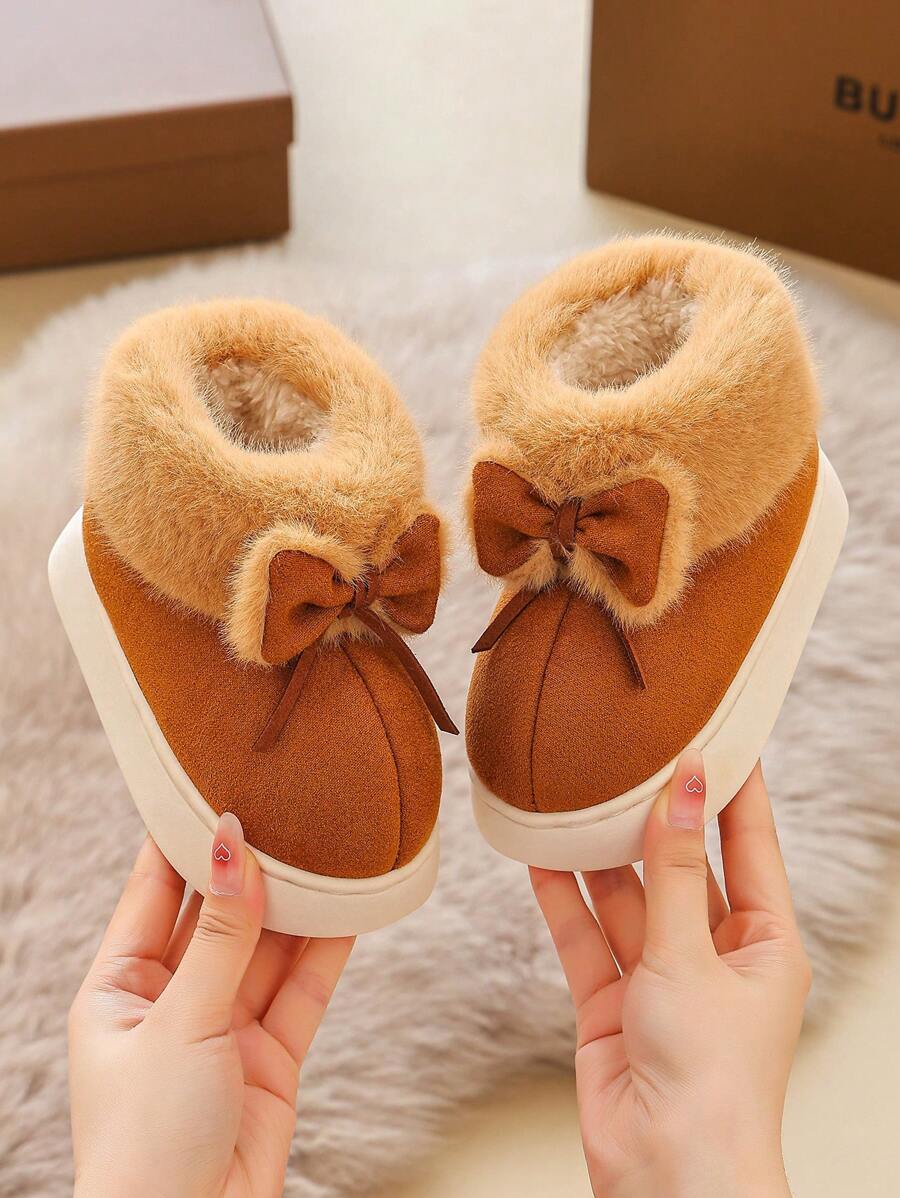 Dép đi trong nhà đế mềm chống trượt ấm áp cho trẻ em mùa đông mới hoạt hình dễ thương - Cà phê nâu - Xem 1