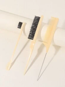3 件套发刷套装，包括梳毛刷、钢针梳、鼠尾梳和双面眉刷，适合返校、旅行度假必备，女士发饰 - 彩色 - 查看 10