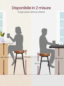 VASAGLE EKHO Collezione - Sgabelli Cucina, Set da 2 Sgabelli Alti da Bar, Sedie Cucina, Rivestimento con Cucitura, Altezza 76,2 cm, Sala da Pranzo, Facile da Montare, Nero Inchiostro/Verde Foresta/Marrone Caramello - marrone moka 76,2 cm - Visualizzare 10