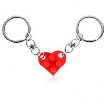 2pcs/Set Minimalist Building Block Heart Shape Separable Keychain, Couple/Friends Gift Valentine's Day Valentines Car Accessories Bag Charm School Cute Goth Y2k