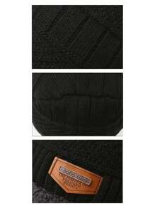 3 件套冬季骑行帽套装 - 户外护耳帽、保暖手套、围巾，是冬季运动爱好者、寒冷天气、滑雪、单板滑雪等的理想礼物选择，舒适的保暖内衬针织帽、围巾和手套套装 - 保暖防风户外配件，柔软温暖的冬季无檐小便帽，带保暖内衬，几何图案，袖口闭合，配有围巾和手套，适合户外活动 - 黑色 - 查看 5