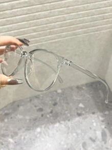 1 件装 女士几何镜框 多色塑料休闲风格经典现代简约风格眼镜 适合办公室阅读 返校装饰 - 無色 - 查看 5