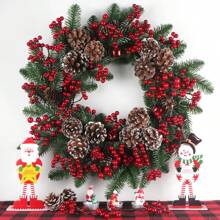 10 sztuk sztucznych roślin piankowych czerwonych owoców ostrokrzewu igły sosny, sztuczne gałęzie sosny, zielone liście igieł sosny gałązki, sztuczne gałęzie cedru zieleni DIY akcesoria na święta zima, walentynki, prezent