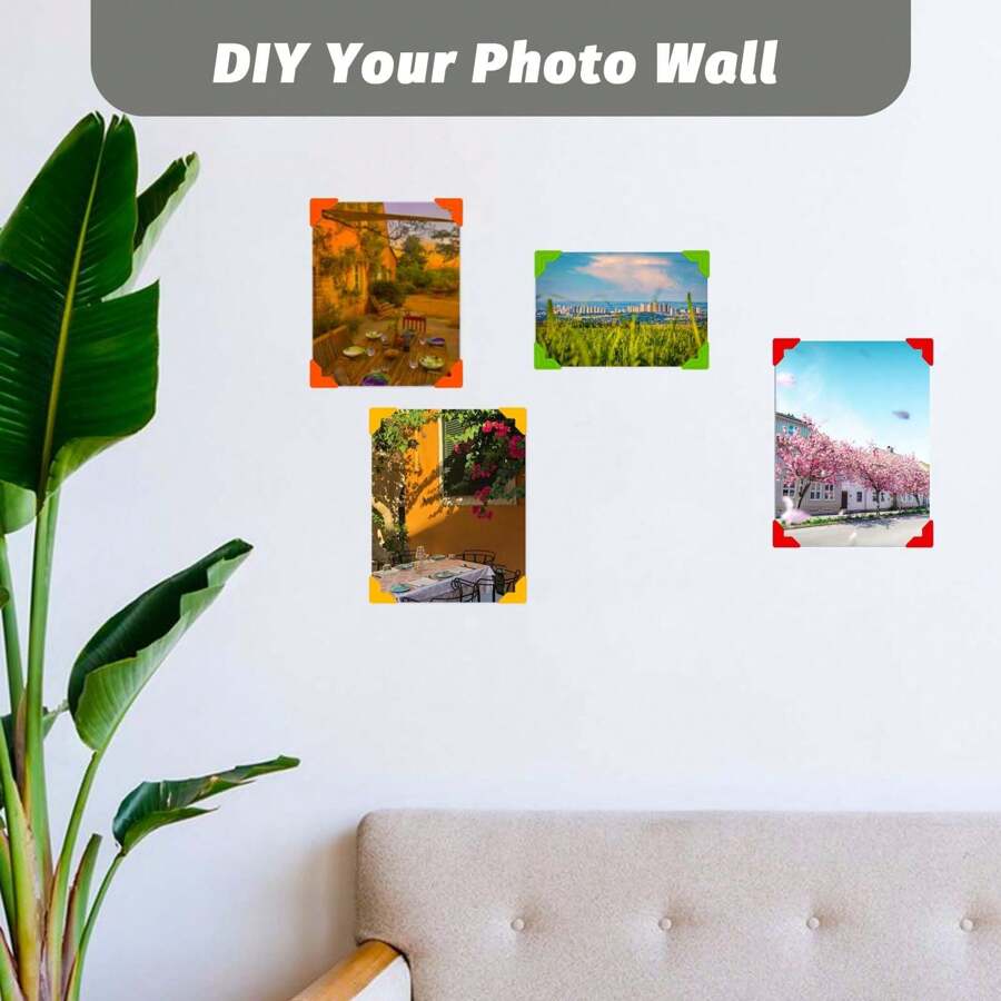 8 Sheets 192 Pcs Self Adhesive Photo Corners For Scrapbooking, 8 Colors