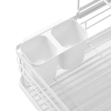 NetHong 2 Tier Dish Drainer Rack Cutlery Holder Plate Rack Kitchen Sink With Drip Tray Dish Drainer And Drying Rack With Plate Rack Space Saver Multifunctional Cup Holder And Dish Drainer For Kitchen Counter Top (White) - White - View 7