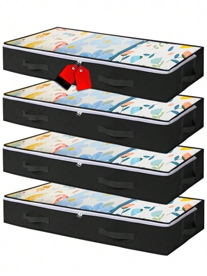 1 件装床下储物箱，带拉链透明窗口的床下储物袋，无纺布衣物收纳袋，用于毛衣、棉被、毯子、被子、枕头、裙子、鞋子、牛仔裤、靴子、裙子卧室、收纳袋、家居收纳，适用于女士白色 T 恤、女士黑色裤子、女士冬装、连衣裙、女士冬装、优雅女士连衣裙、女士白色衬衫、长袖、女士白色连体裤、女士春季连衣裙、女士春季服装、春季、春季服装、极简主义、夏季上衣收纳