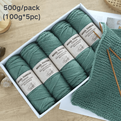 500g, 5 Skeins (100g*5) Australian Wool Blended Yarn, Soft & Comfortable, Breathable, 85% Merino Wool + 15% Polyester, Vibrant Colors, Suitable For Knitting Sweaters, Jackets, Vests, Hats, Gloves, Scarves, Blankets And Various Home Decor DIY Crafts
