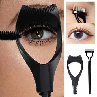 2 pièces Produits pour les cils - Épingle à friser les cils et peigne pliable en acier inoxydable, créer des cils naturels et prévenir les grumeaux du mascara, noir