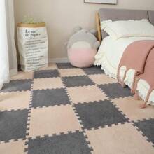 10pcs Mosaic Carpet Tiles, Solid Color Decorative Plush Carpets For Living Room, Bedroom, Rug Gifts Birthday Graduation - Multicolor - View 16