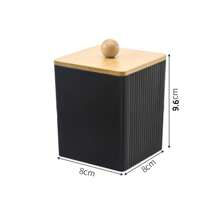 1pc Wave Pattern Square Storage Box, Tabletop Compartment Storage Box With Bamboo Lid, Dust-Proof, Transparent For Pads, Cleaning Swabs, Personal Items, Small Objects - Multicolor - View 5