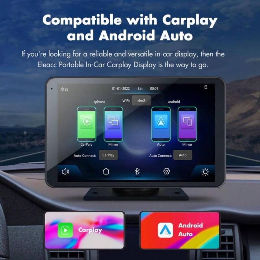 [Hieha]2024 Newest Portable Carplay Screen For Car, 7 Inch IPS