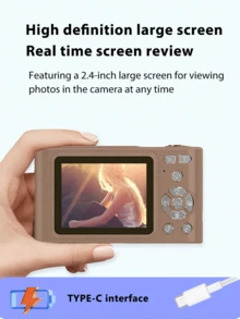 Cámara digital Campus de 4800W píxeles, video HD 4K, pantalla de 2.4', flash incorporado, multiplicador de zoom digital, zoom óptico de 16X. Ideal para viajes y portátil. Color: dorado - Dorado - Ver 2