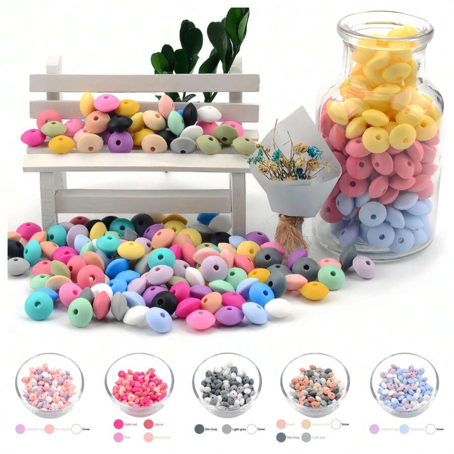 40/80/200/300 件硅胶算盘珠 - 鲜艳的混合颜色，散装隔珠，适合珠宝制作、DIY、手工配件