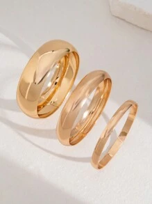 3pcs/Set Retro Exaggerated Punk Style Asymmetric Thick Bangle Bracelet Set, Stackable And Multi-Wear Charm Cuff Bracelets, Women's Daily Wear, Party And Banquet Decorative Jewelry Set - 3-piece Bracelet Set - View 3