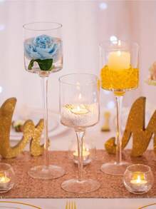 Glass Candle Holder For Table Centerpiece - Tall Tea Lights Candle Holder, Elegant Clear Long Stem Candle Holders For Pillar Candles, Floating Candle Holder For Wedding, Party, Home Decor, Set Of 3,Halloween And Christmas Decorations Gifts Birthday Graduation