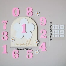 Hitos mensuales del bebé, señales de hitos mensuales de madera, discos de hitos mensuales de madera, discos de hitos del bebé, tarjetas de props de fotos de hitos del bebé Conjunto de números intercambiables de 12 para el registro del crecimiento del bebé (Flor del bebé) Decoraciones y regalos para baby shower, regalos para baby shower y Pascua, cosas para niñas/niños