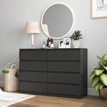 Modern Dresser For Bedroom,Storage Cabinet With 8 Drawers Handleless, Large Storage Capacity, Saving-Space, Furniture Organizer Room,For Living Room, Bedroom,Apartment - màu đen - Xem 1