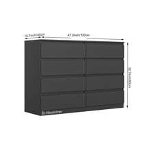 Modern Dresser For Bedroom,Storage Cabinet With 8 Drawers Handleless, Large Storage Capacity, Saving-Space, Furniture Organizer Room,For Living Room, Bedroom,Apartment - màu đen - Xem 3