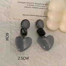 COINBUFF 1 đôi bông tai hình trái tim pha lê tráng men ngọt ngào và nữ tính, phù hợp để phụ nữ đeo hàng ngày - Như thể hiện trong hình ảnh - Xem 4