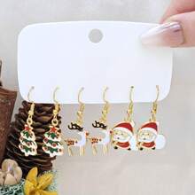 Bộ 6 Bông Tai Giáng Sinh Hoạt Hình Xuyên Biên Giới-Ông Già Noel, Cây Giáng Sinh, Hươu, Chuông, Bông Tai Giọt Dầu Dangle, Phong Cách Châu Âu Và Mỹ - Nhiều màu - Xem 13