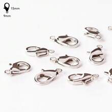 15mm Hypoallergenic Silver Plated Lobster Clasp - 100 Pieces - 銀色 - 查看 2