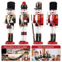 Hormy 1pc/2pcs 30cm New Nutcracker Soldier Figurines, Wooden & Fabric Material, Unique Crafts, Decorative Ornaments, Special Christmas Gifts - Red Swordsman/Red Gunner/Black Bagpiper/Black Drummer - Multicolor - View 7
