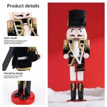 Hormy 1pc/2pcs 30cm New Nutcracker Soldier Figurines, Wooden & Fabric Material, Unique Crafts, Decorative Ornaments, Special Christmas Gifts - Red Swordsman/Red Gunner/Black Bagpiper/Black Drummer - Multicolor - View 5