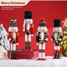 Hormy 1pc/2pcs 30cm New Nutcracker Soldier Figurines, Wooden & Fabric Material, Unique Crafts, Decorative Ornaments, Special Christmas Gifts - Red Swordsman/Red Gunner/Black Bagpiper/Black Drummer - Multicolor - View 2
