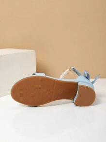 1 Pair Summer New Girls Fashion High Heel Pearl Decor Sandals, Girls High Heel Dance Shoes, Students Performance/Daily Activity Sandals