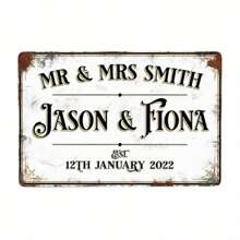 1pc Biển báo kim loại tùy chỉnh nghệ thuật treo tường, Biển báo đám cưới được cá nhân hóa, Tên có thể tùy chỉnh, Biển báo quán bar nhà bếp quán cà phê, Thích hợp cho trang trí nhà phòng khách văn phòng, Trang trí tiệc, Quà tặng tân gia, Lỗ khoan sẵn - Nhiều màu - Xem 5