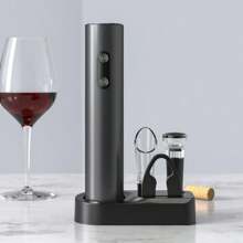 Electric Wine Bottle Opener, Ideal For Parties And Wine Lovers - Kitchen Accessories Gift, Easy Wine Opener And Storage, Battery Operated (Batteries Not Included). Available In Set And Single Unit, Set Includes Opener, Foil Cutter, And Storage Base.