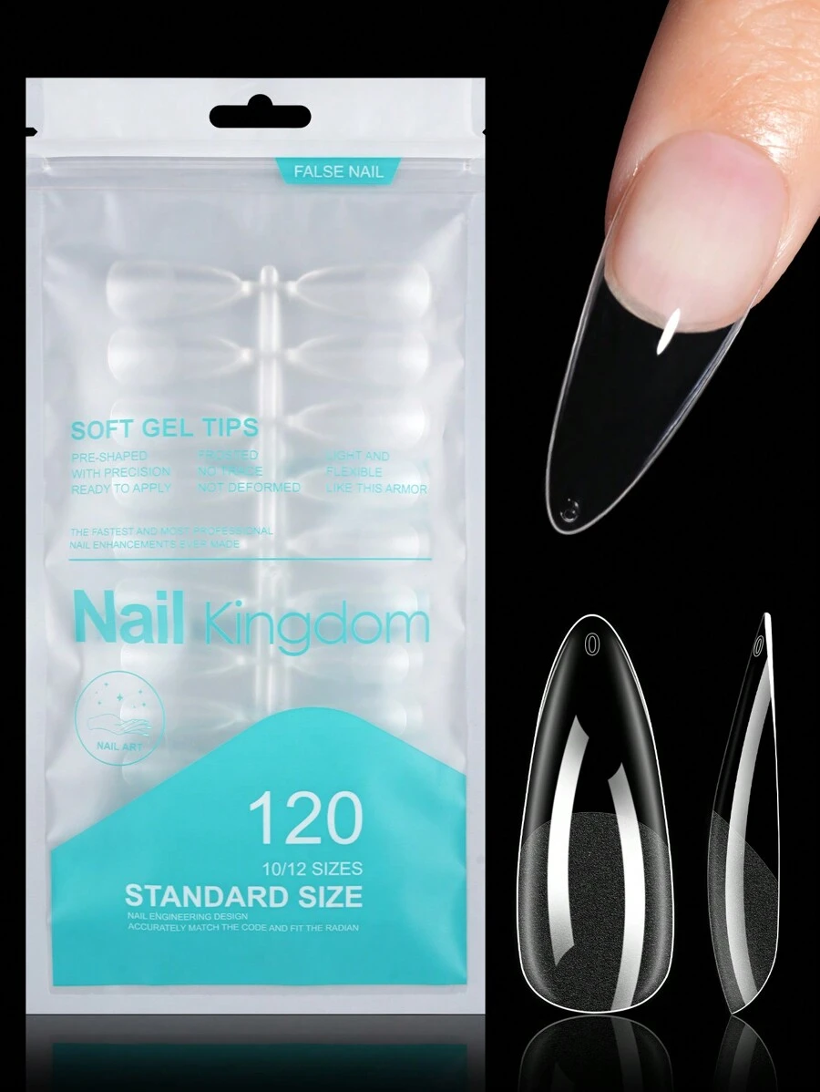 120Pcs/Bag French Nails Tip Artificial Full Cover Acrylic Press On Coffin Square Short Soft Gel Extensions False Long Nail Tips Nail Supplies